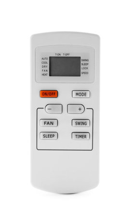Air conditioner remote control on white background