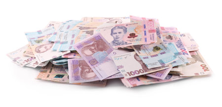 Ukrainian money on white background. national currency