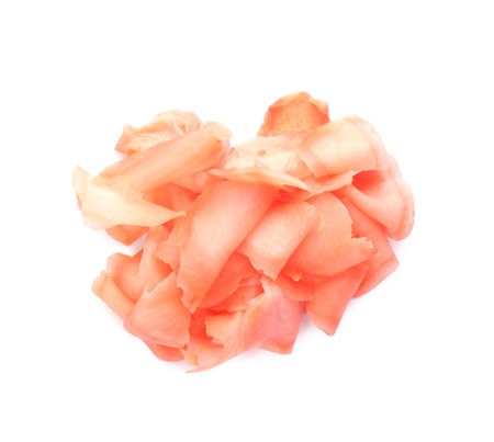 Pickled ginger isolated on white, top viewの写真素材