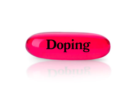 Color drug on white background. doping controlの写真素材