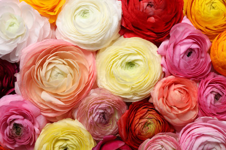 Bouquet of beautiful ranunculus flowers, closeup viewの写真素材