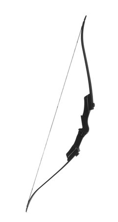 Black bow on white background. archery sports equipmentの写真素材