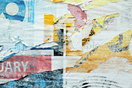 Different creased torn paper posters as backgroundの写真素材