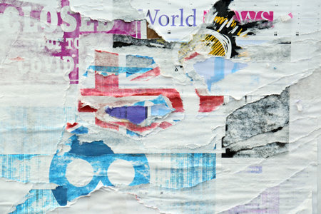 Different creased torn paper posters as backgroundの写真素材