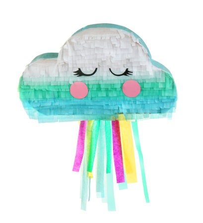 Bright colorful cloud pinata isolated on whiteの写真素材