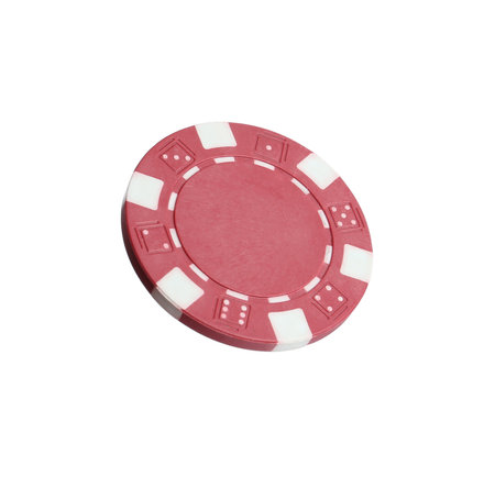 Red casino chip isolated on white. poker gameの写真素材