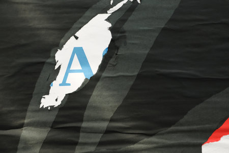 Different creased torn paper posters as backgroundの写真素材