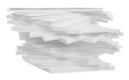 Stack of paper sheets isolated on white