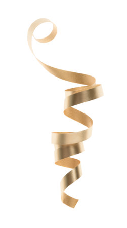 Shiny serpentine streamer on white background. Festive decorの写真素材