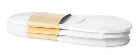 New pairs of cotton socks on white backgroundの写真素材