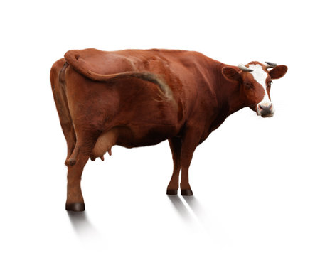 Beautiful cow isolated on white. farm animalsの写真素材