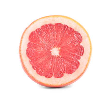 Cut grapefruit isolated on white. exotic fruitsの写真素材