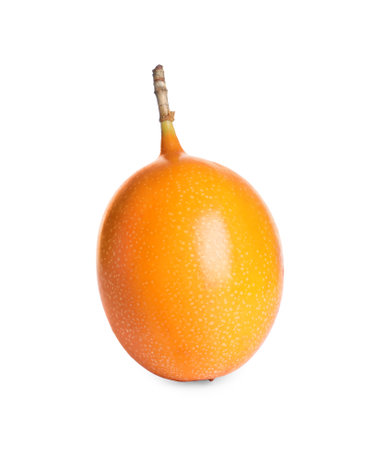 Delicious ripe yellow passion fruit isolated on whiteの写真素材