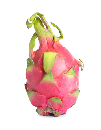 Delicious exotic dragon fruit isolated on whiteの写真素材