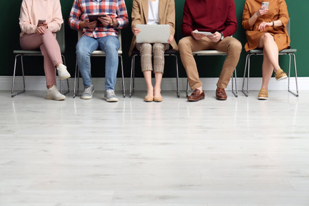 People waiting for job interview indoors, closeupの写真素材