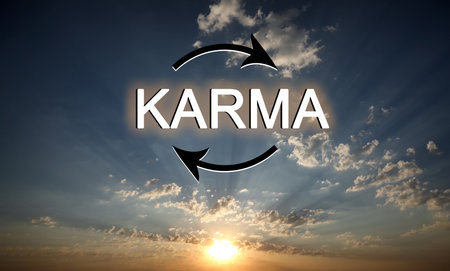 Karma concept. View of beautiful sky at sunriseの写真素材