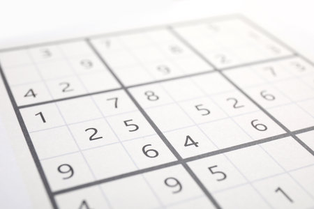 Sudoku puzzle grid as background, closeup viewの写真素材