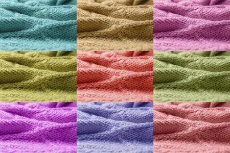 Samples of different wool, collage. color paletteの写真素材