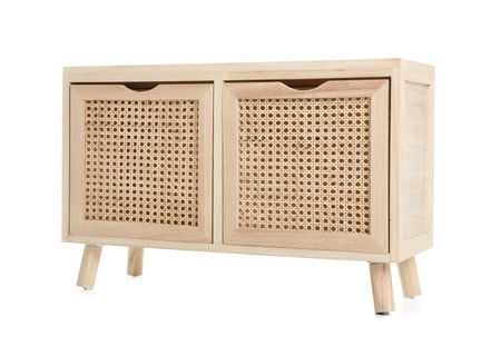 New wooden commode on white background. interior elementの写真素材