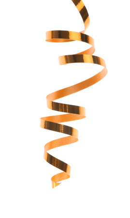 Shiny serpentine streamer on white background. Festive decorの写真素材
