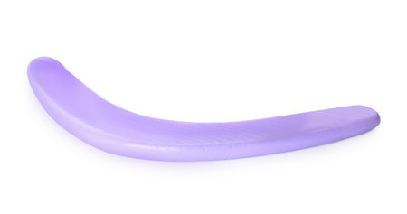 Purple boomerang isolated on white. outdoor activityの写真素材