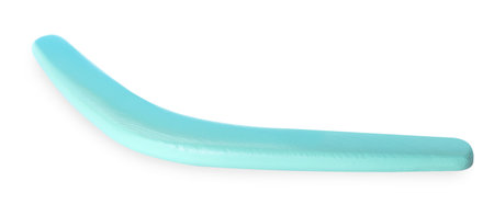Turquoise boomerang isolated on white. outdoor activitiesの写真素材