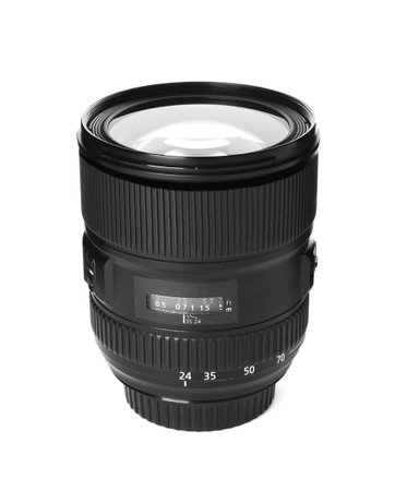 Camera's lens isolated on white. photography equipmentの写真素材