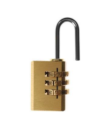 Modern combination lock isolated on white. Safety and protection