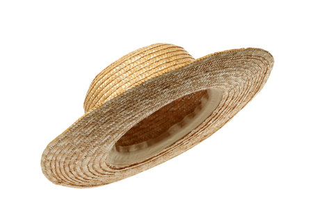 Stylish straw hat isolated on white. Beach accessoryの写真素材