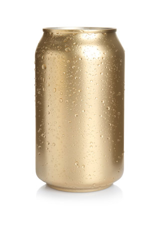 Aluminum can of beverage isolated on whiteの写真素材