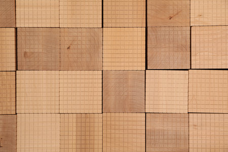 Set of wooden cubes as background, top view. Montessori toyの写真素材