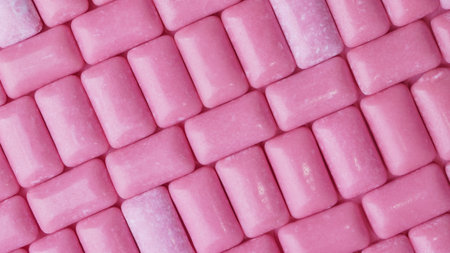 Many pink chewing gums as background, top viewの写真素材