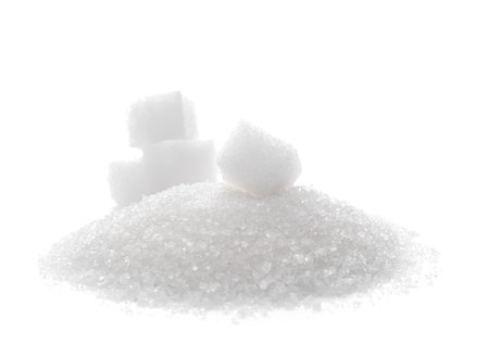 Refined sugar on white backgroundの写真素材