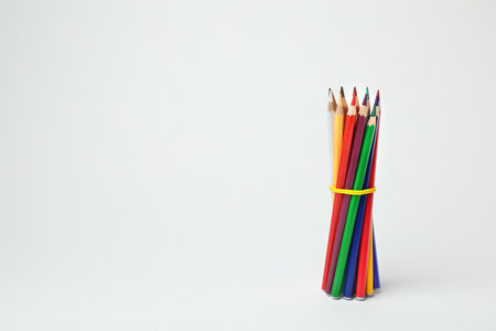 colorful pencils on white backgroundの写真素材