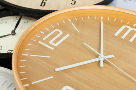Big clock, closeup. time change conceptの写真素材