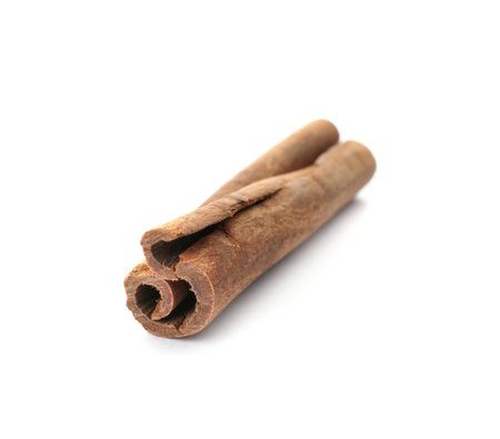 Aromatic cinnamon stick on white backgroundの写真素材
