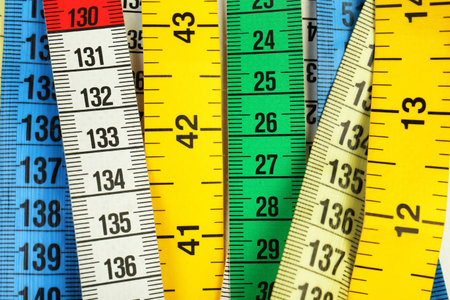 Different measuring tapes, closeup