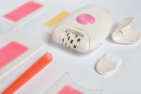Set for epilation on white backgroundの写真素材