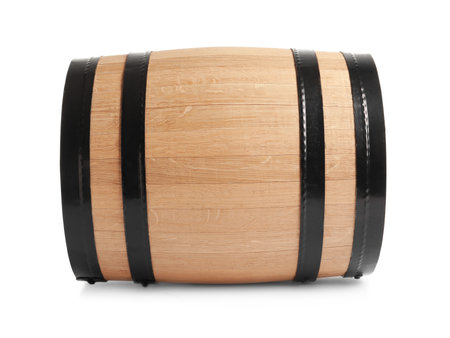 Wooden keg on white background. wine makingの写真素材