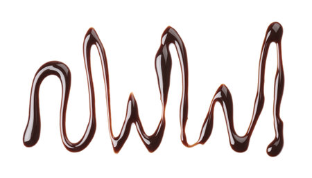 Pattern made of melted chocolate on white backgroundの写真素材