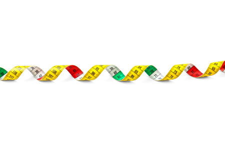 Measuring tape on white background