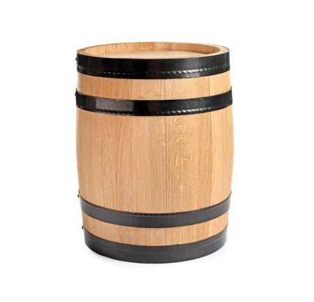 Wooden keg on white background. wine making
