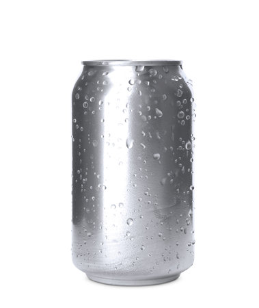 Aluminum can of beverage on white backgroundの写真素材