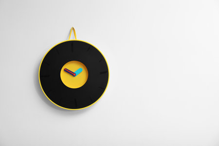 Stylish clock on white background. time concept