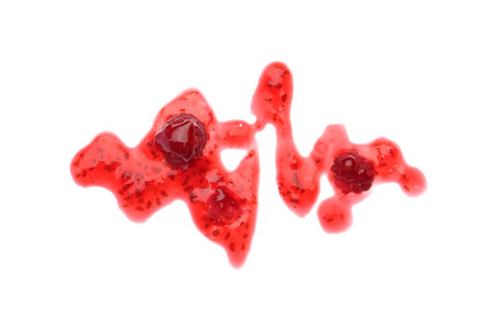 Sweet raspberry jam on white backgroundの写真素材