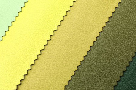 Leather samples of different colors for interior design as backgroundの写真素材
