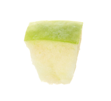 Slice of fresh apple on white backgroundの写真素材
