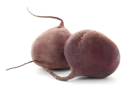 Organic beets on white background. Taproot vegetableの写真素材