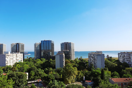 Picturesque view of the city with beautiful buildings near the sea