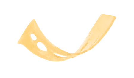 Slice of tasty cheese on white backgroundの写真素材